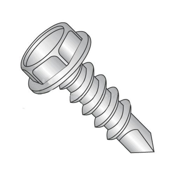 Newport Fasteners Self-Drilling Screw, #8 x 5/8 in, 410 Stainless Steel Hex Head Hex Drive, 1000 PK 880782-1000